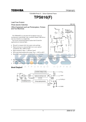 TPS816 datasheet - LEAD FREE PRODUCT PHOTO-ELECTRIC SWITCHES