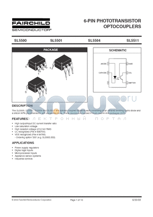 SL5500 datasheet - 6-PIN PHOTOTRANSISTOR OPTOCOUPLERS