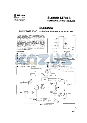SL6600C datasheet - LOW POWER IF/AF PLL CIRCUIT FOR NARROW BAND FM