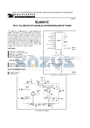 SL6601C datasheet - FM IF, PLL DETECTOR (DOUBLE CONVERSION) AND RF MIXER