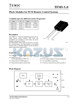 TFMS5300 datasheet - Photo Modules for PCM Remote Control Systems