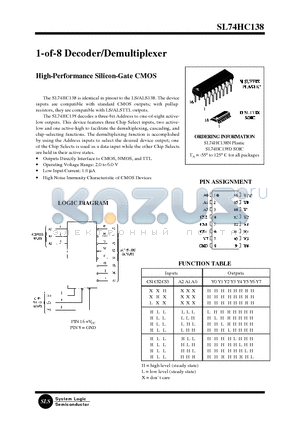 SL74HC138N datasheet - 1-of-8 Decoder/Demultiplexer