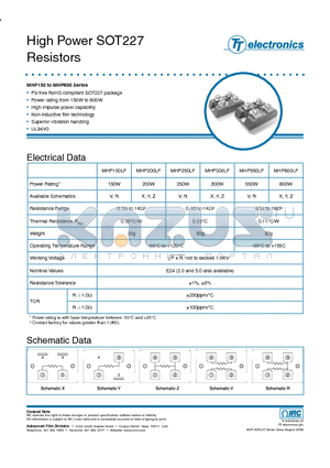 TFP-MHP200LF-R-1K00J datasheet - High Power SOT227 Resistors