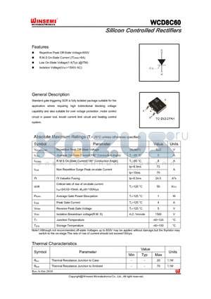 WCD8C60 datasheet - Silicon Controlled Rectifiers