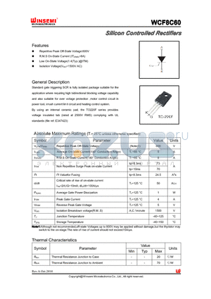 WCF8C60 datasheet - Silicon Controlled Rectifiers