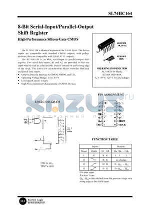 SL74HC164D datasheet - 8-Bit Serial-Input/Parallel-Output8-Bit Serial-Input/Parallel-Output Shift Register