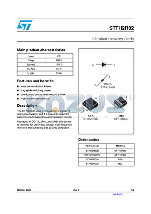 STTH2R02 datasheet - Ultrafast recovery diode
