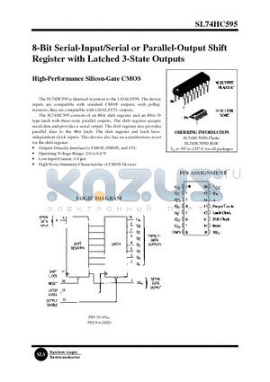 SL74HC595N datasheet - 8-Bit Serial-Input/Serial or Parallel-Output Shift Register with Latched 3-State Outputs