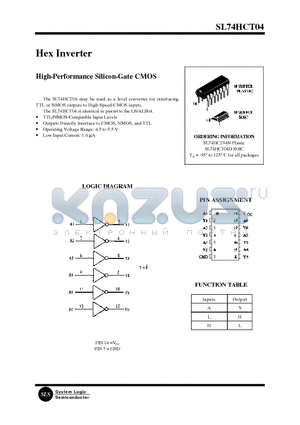 SL74HCT04N datasheet - Hex Inverter(High-Performance Silicon-Gate CMOS)