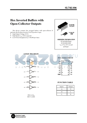 SL74LS06 datasheet - Hex Inverted Buffers with Open-Collector Outputs