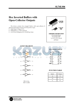 SL74LS06N datasheet - Hex Inverted Buffers with Open-Collector Outputs