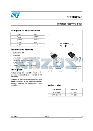 STTH602CT datasheet - Ultrafast recovery diode