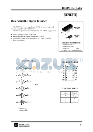 SL74LV14N datasheet - Hex Schmitt-Trigger Inverter