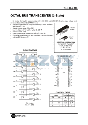 SL74LV245D datasheet - OCTAL BUS TRANSCEIVER (3-State)