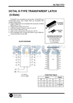 SL74LV373D datasheet - OCTAL D-TYPE TRANSPARENT LATCH(3-State)