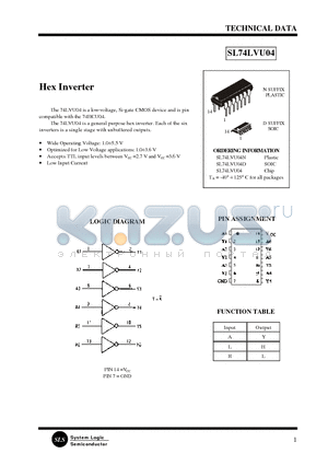 SL74LVU04 datasheet - Hex Inverter
