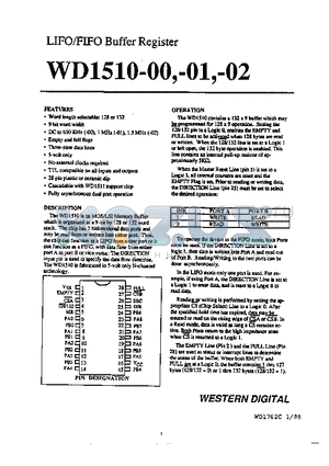 WD1510 datasheet - LIFO/FIFO Buffer Register