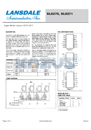SL8270 datasheet - 4-bit Shift Register with both aerial and parallel data entry capability