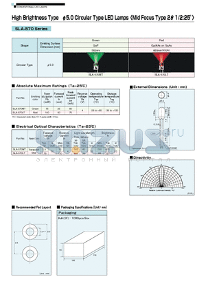 SLA-570 datasheet - High Brightness Type 5.0 Circular Type LED Lamps <Mid Focus Type 2 1/2:25>