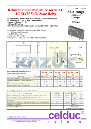 SLA03220 datasheet - AC SLIM Solid State Relay