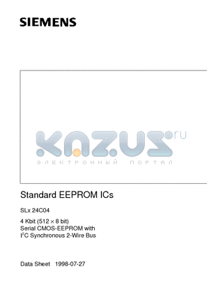 SLA24C04-S datasheet - 4 Kbit 512 x 8 bit Serial CMOS EEPROMs, I2C Synchronous 2-Wire Bus