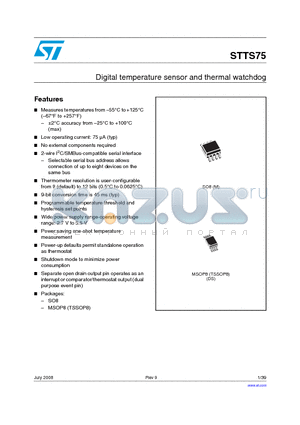 STTS75_08 datasheet - Digital temperature sensor and thermal watchdog