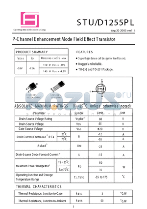 STU1255PL datasheet - P-Channel E nhancement Mode Field Effect Transistor