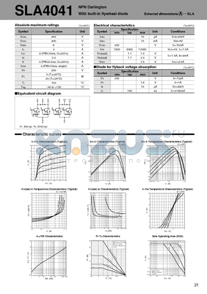 SLA4041 datasheet - NPN Darlington With built-in flywheel diode