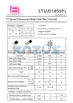 STU1855PL datasheet - P-Channel E nhancement Mode Field Effect Transistor