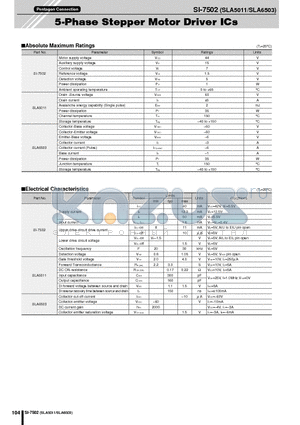 SLA5011 datasheet - 5-Phase Stepper Motor Driver ICs