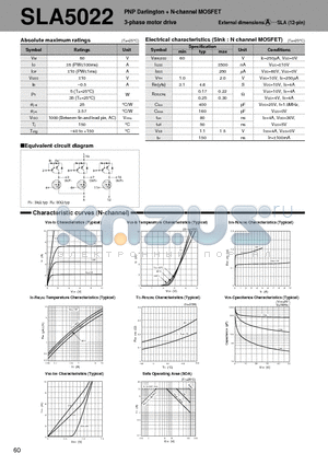 SLA5022 datasheet - PNP Darlington  N-channel MOSFET 3-phase motor drive