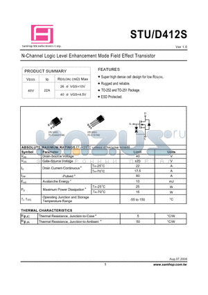 STU412S datasheet - N-Channel Logic Level Enhancement Mode Field Effect Transistor
