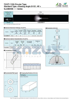 SLA560WB datasheet - v5.0(T-1 3/4) Circular Type Standard Type <Viewing Angle 2h1/2 : 40`>