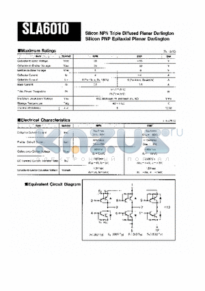 SLA6010 datasheet - SILICON NPN TRIPLE DIFFUSED PLANAR DARLINGTON, SILICON PNP EPITAXIAL PLANAR DARLINGTON