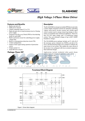SLA6845MZ datasheet - High Voltage 3-Phase Motor Driver