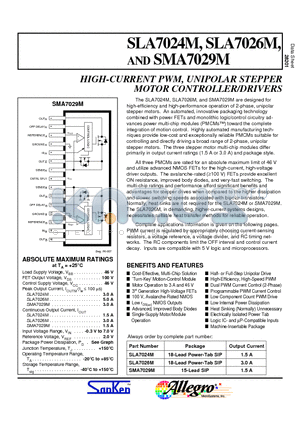 SLA7024 datasheet - HIGH-CURRENT PWM, UNIPOLAR STEPPER MOTOR CONTROLLER/DRIVERS