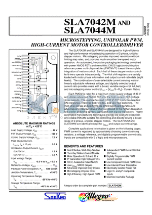 SLA7042 datasheet - MICROSTEPPING, UNIPOLAR PWM, HIGH-CURRENT MOTOR CONTROLLER/DRIVER