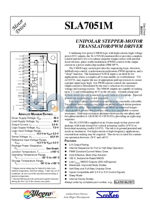 SLA7051MLF871 datasheet - UNIPOLAR STEPPER-MOTOR TRANSLATOR/PWM DRIVER