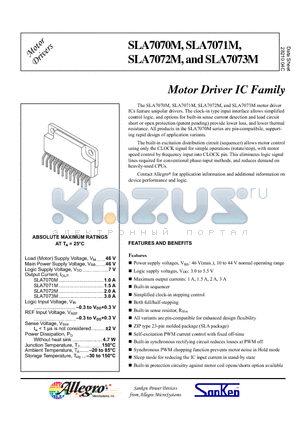 SLA7070M datasheet - Motor Driver IC Family