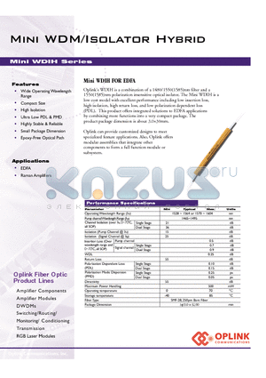 WDIH15140DB311 datasheet - Mini WDM/Isolator Hybrid