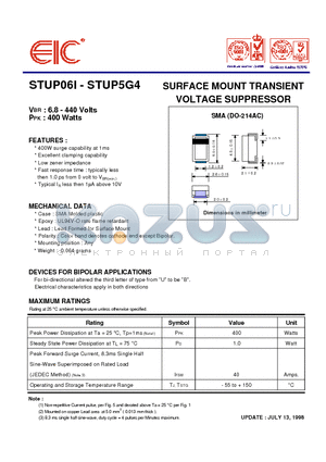 STUP010 datasheet - SURFACE MOUNT TRANSIENT VOLTAGE SUPPRESSOR