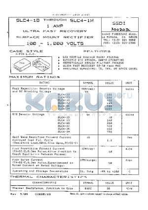 SLC4-1J datasheet - 1 AMP ULTRA FAST RECOVERY SURFACE MOUNT RECTIFIER 100 - 1000 VOLTS