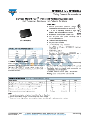 TPSMC18A datasheet - Surface Mount PAR Transient Voltage Suppressors