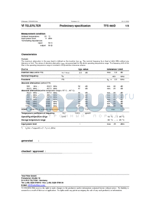 TFS465D datasheet - Preliminary specification