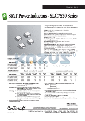 SLC7530D-820ML datasheet - SMT Power Inductors