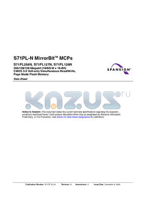 S71PL129ND0HFW5B0 datasheet - MirrorBit MCPs