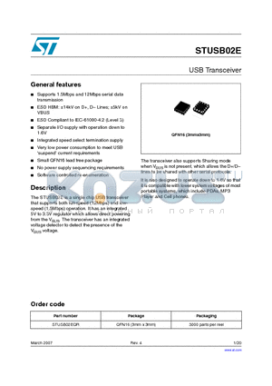 STUSB02E datasheet - USB Transceiver