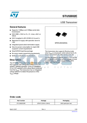 STUSB02E_07 datasheet - USB Transceiver