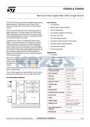 STV-DCA/CIF-R01 datasheet - Mono and Colour Digital Video CMOS Image Sensors