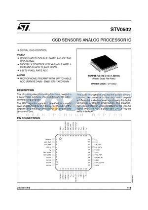 STV0502 datasheet - CCD SENSORS ANALOG PROCESSOR IC